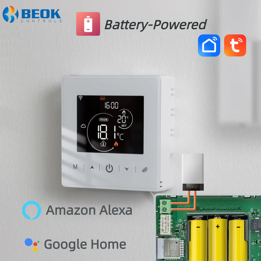 Thermostat Intelligent Beok Tuya WIFI à Piles pour Chaudière Gaz