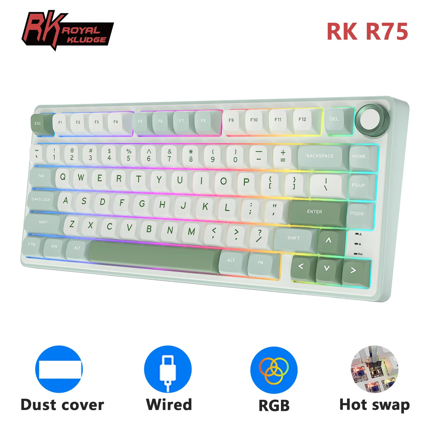 RK Royal Kludge R75 Gasket – Clavier Mécanique Filaire 80 Touches RGB