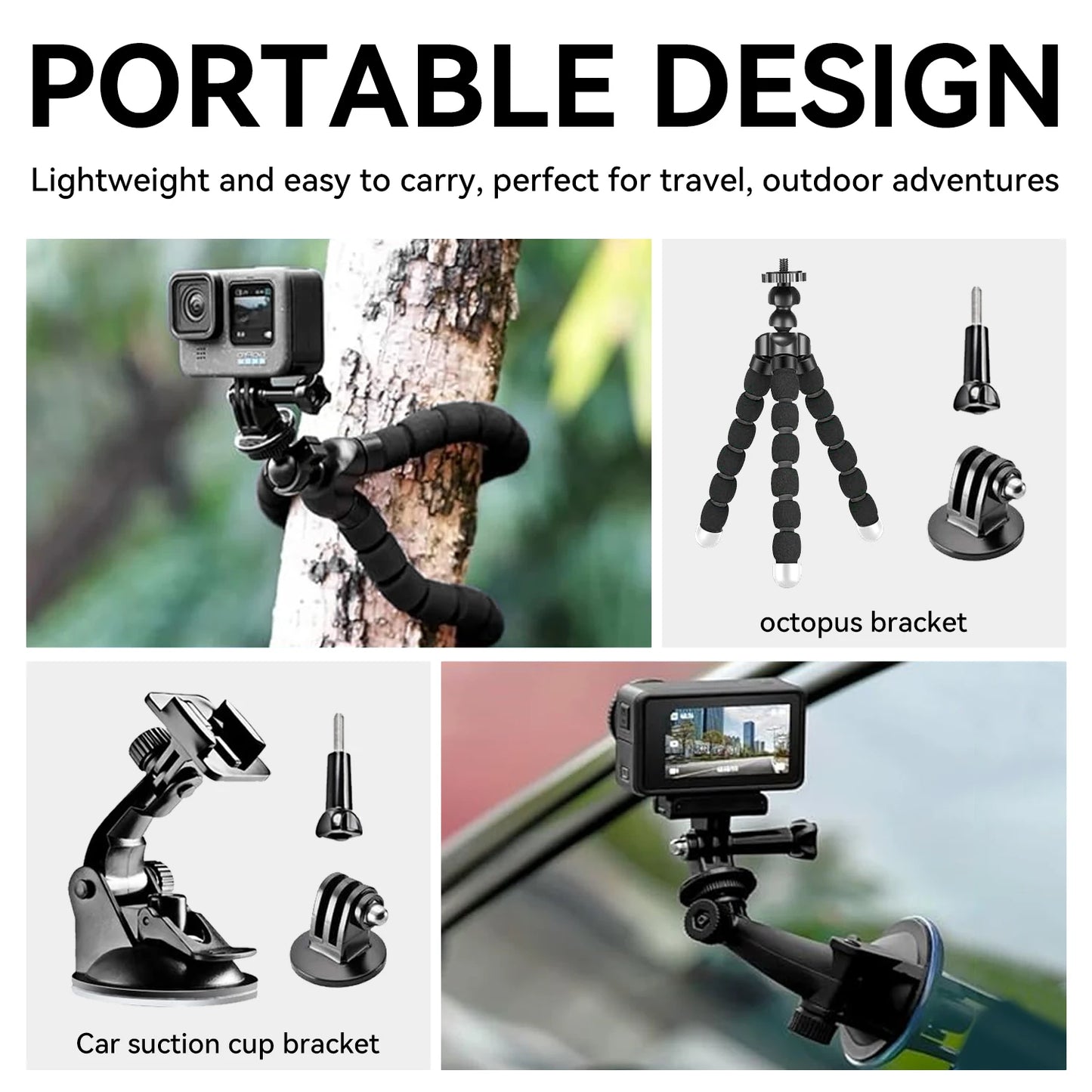 Kit Aventure Pro 50-en-1 – Supports Vélo/Casque/Poitrine 360° & Étui Étanche pour GoPro 13/12/11, DJI Action 5/4, Insta360 Ace