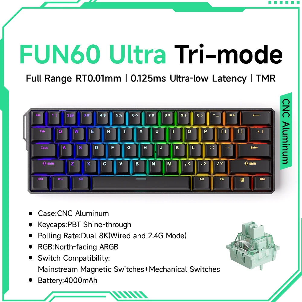 Akko MonsGeek FUN60 – Clavier Mécanique 60% Compact avec Switch Magnétique Ultra-Rapide