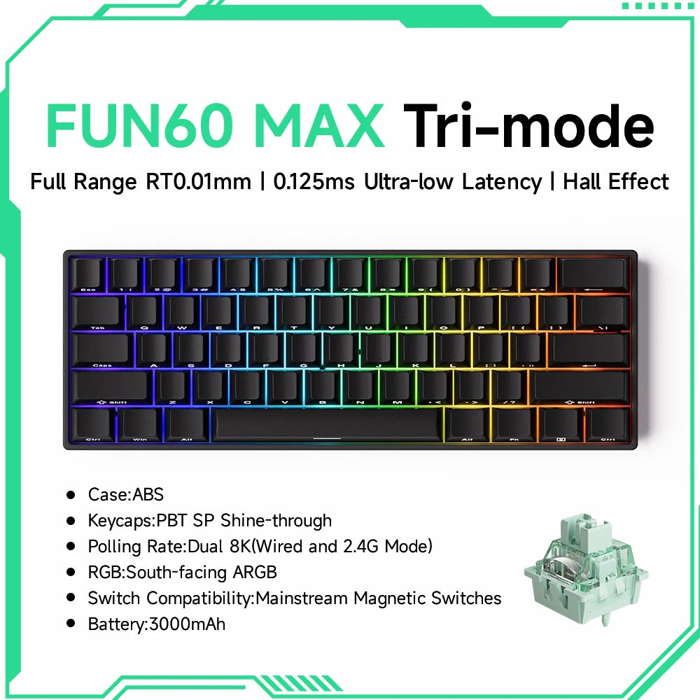 Akko MonsGeek FUN60 – Clavier Mécanique 60% Compact avec Switch Magnétique Ultra-Rapide