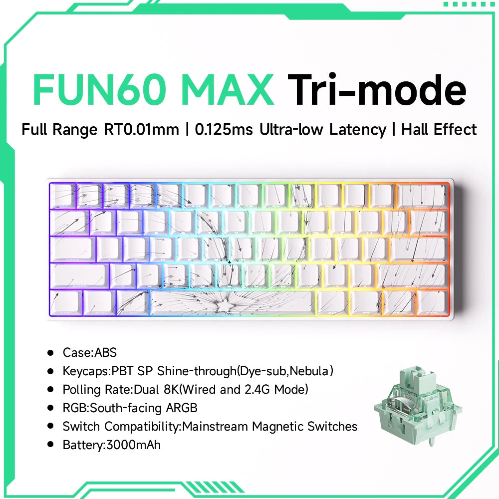 Akko MonsGeek FUN60 – Clavier Mécanique 60% Compact avec Switch Magnétique Ultra-Rapide