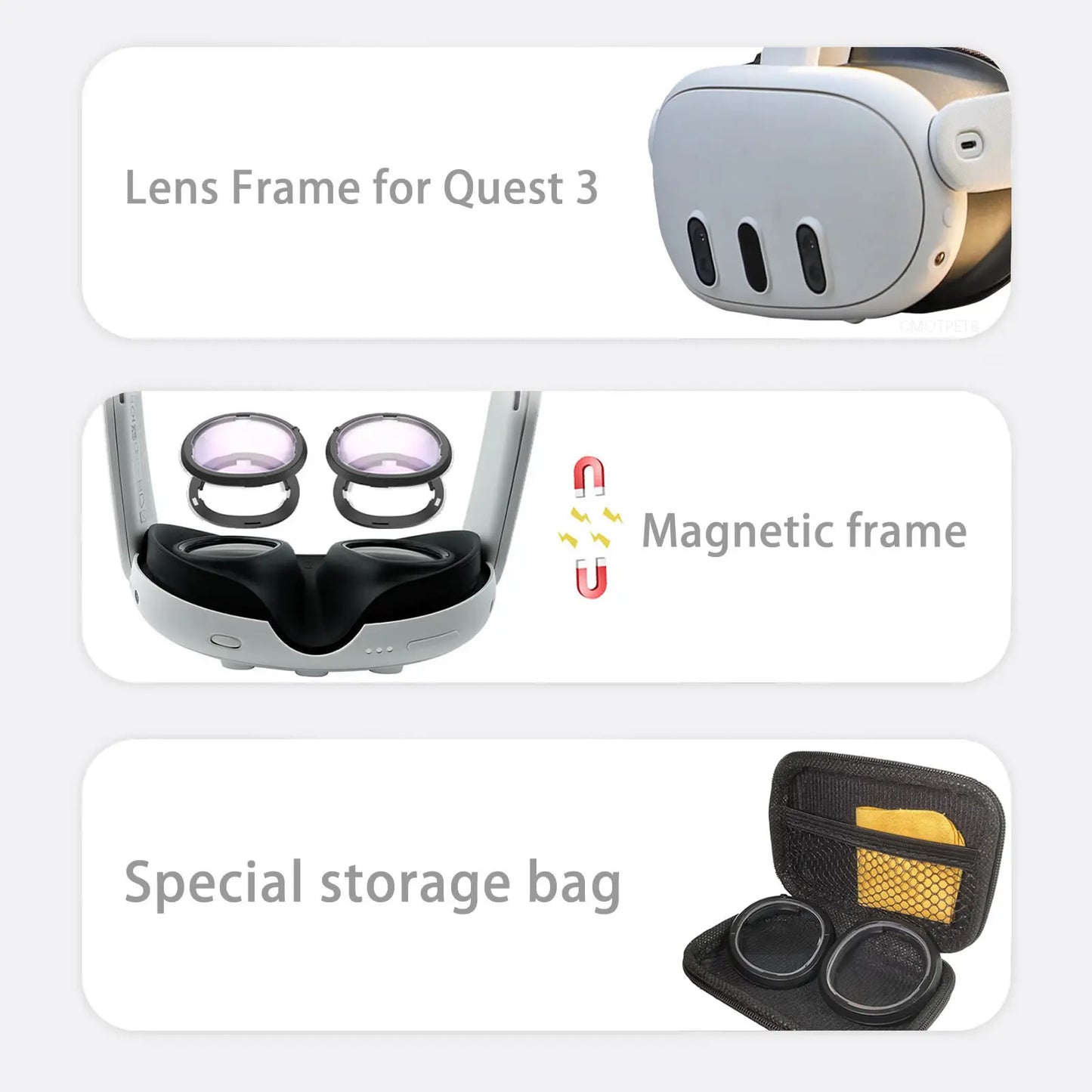 ontures Magnétiques Myopie pour Meta Quest 3 – Verres Correcteurs Anti Lumière Bleue