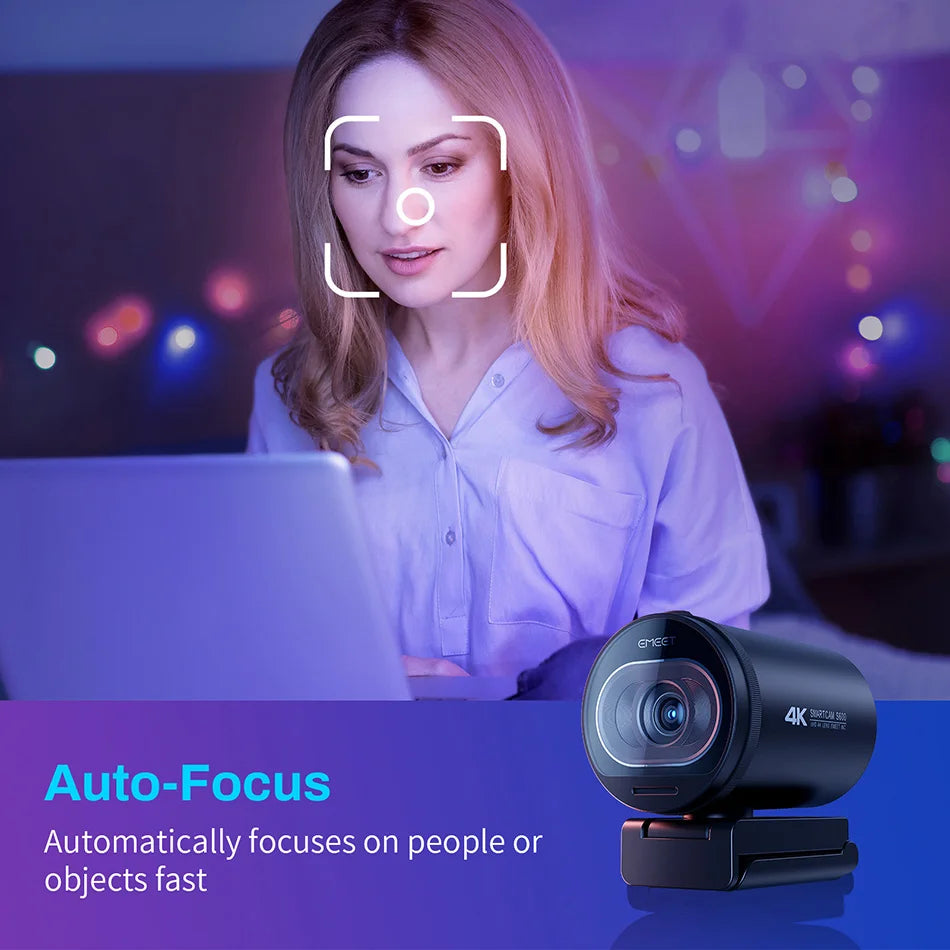 Webcam EMEET S600 4K Streaming – Caméra USB 1080P 60FPS avec Autofocus et Micro Intégré