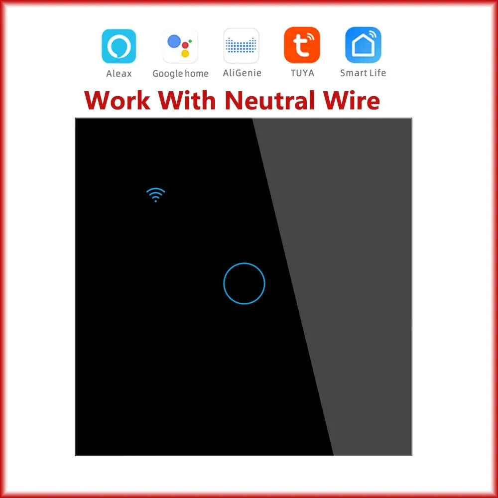 Interrupteur Mural Tactile WiFi Intelligent EU 220V avec Fil Neutre
