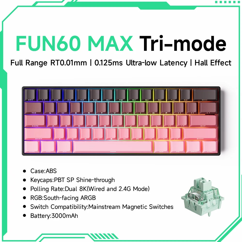 Akko MonsGeek FUN60 – Clavier Mécanique 60% Compact avec Switch Magnétique Ultra-Rapide