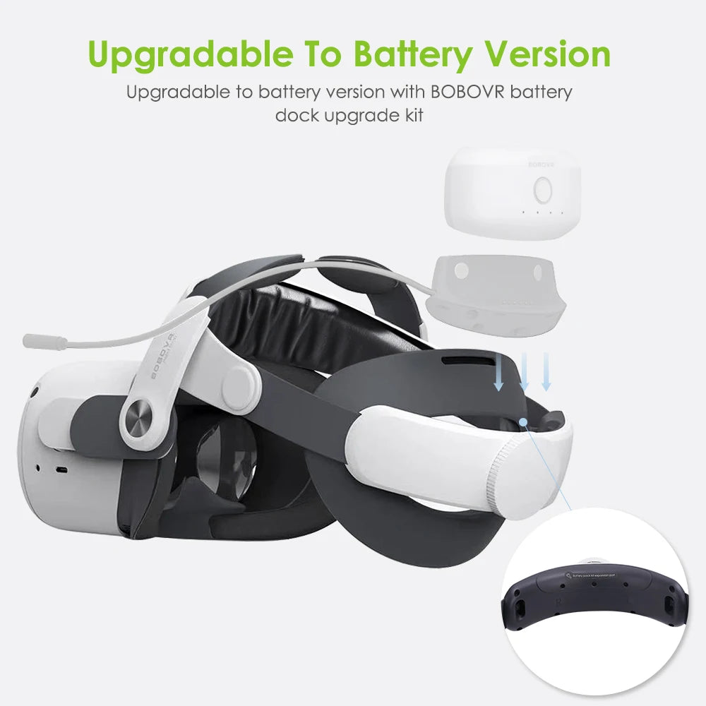 BOBOVR M2 Plus Head Strap – Sangle Elite avec Double Batterie pour Quest 2