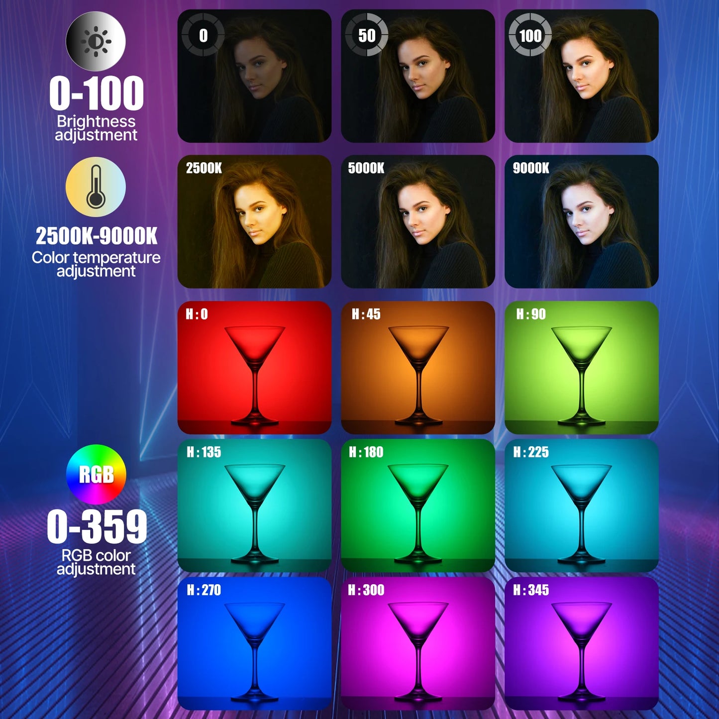 Ulanzi VL110 Handheld RGB Light Tube Stick Video soft Light 2500-9000K LED Photography Stick LED Light Wand Rechargeable