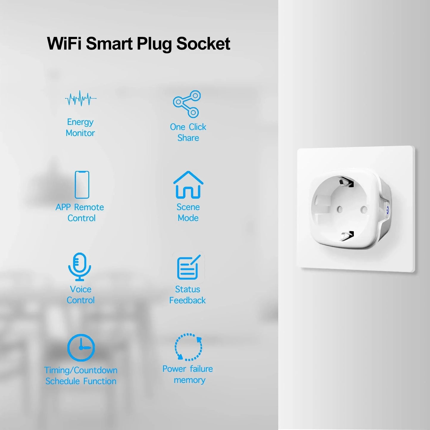 Prise Intelligente Tuya 16A/20A EU – Smart Plug WiFi avec Surveillance de Consommation, Programmation et Contrôle Vocal