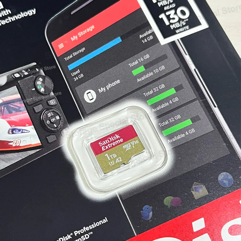 Carte microSDXC Extreme Originale A2 U3 UHS-I USB 3.0 – 4K Ultra HD, Compatible Caméras, GoPro, DJI, Nintendo