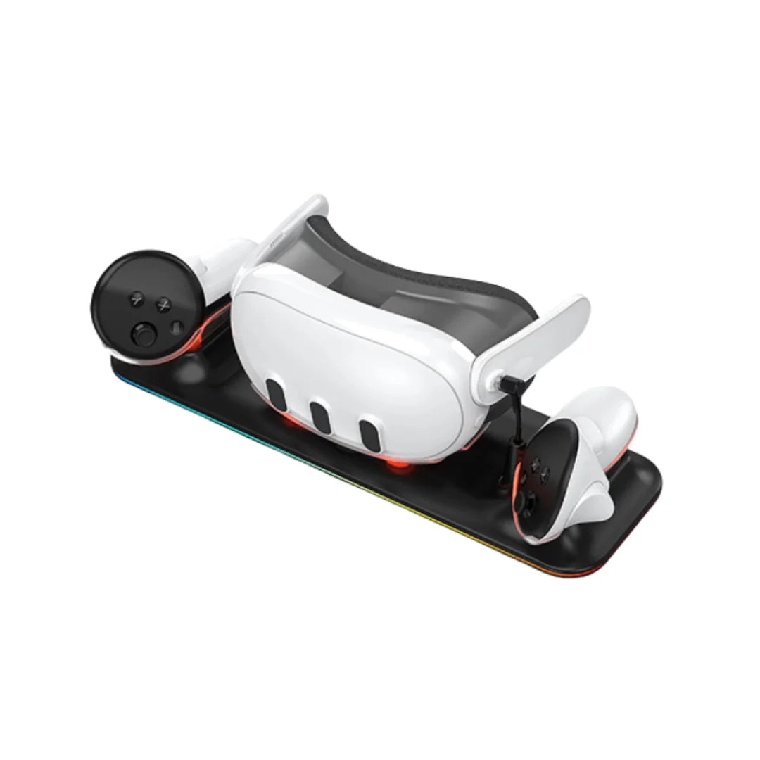 Station de Charge Magnétique pour Meta Quest 3 – Chargeur pour Casque VR et Manettes avec 2 Batteries Rechargeables