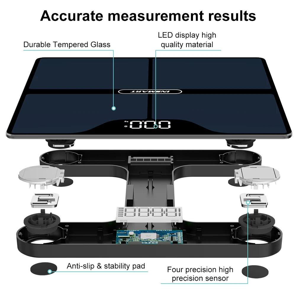 Balance Digitale Intelligente INSMART – Pèse-Personne Pro 180kg avec Analyse de Masse Grasse par Bioimpédance