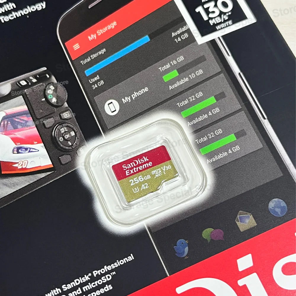 Carte microSDXC Extreme Originale A2 U3 UHS-I USB 3.0 – 4K Ultra HD, Compatible Caméras, GoPro, DJI, Nintendo